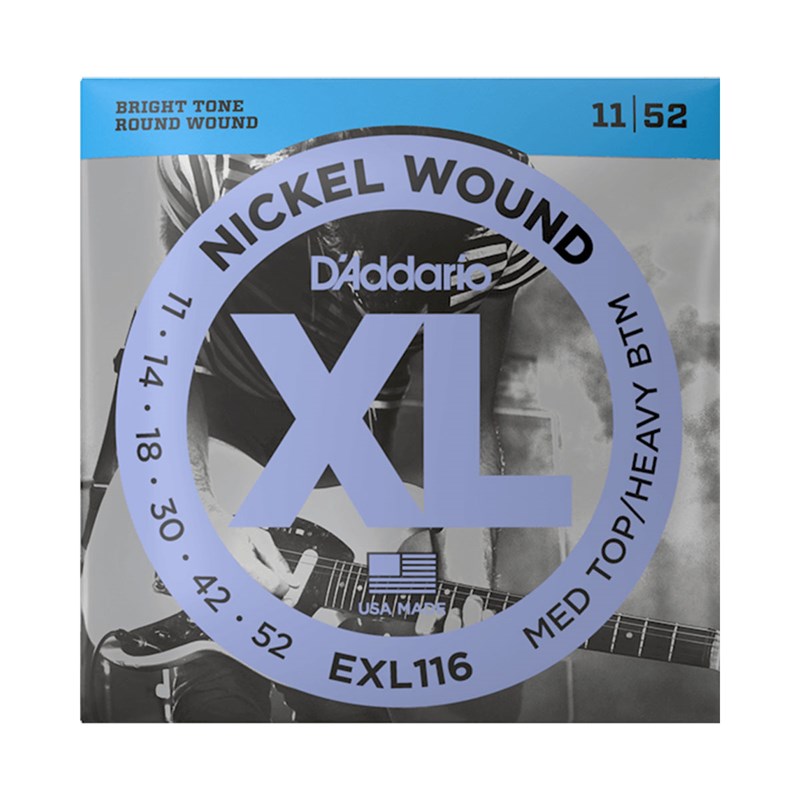 D'addario EXL116 11-52 Nickel Wound Medium Top/Heavy Bottom Electric Guitar Strings